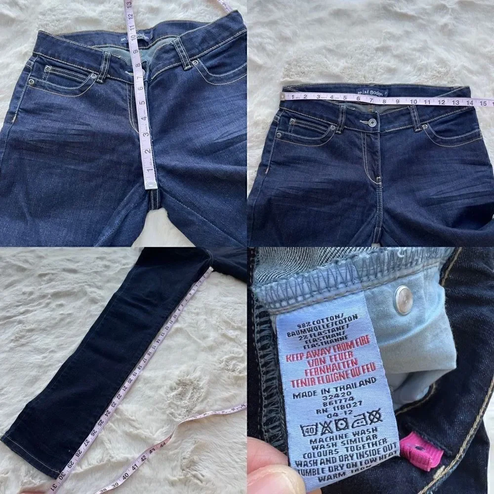 Mini Boden Slim Fit Jeans Dark Wash Denim Adjustable Waist Kids / Girls 14Y